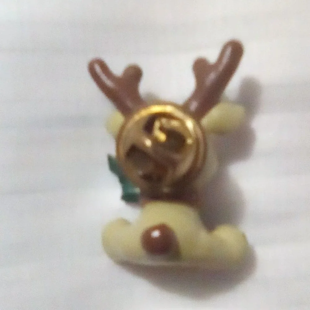 Vintage Santa Carrying a Candy Cane with Ringing Bells Red Enamel Gold Tone Pin+